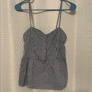 Blue and White Checkered Women's Top